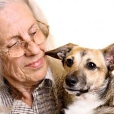 older lady with dog